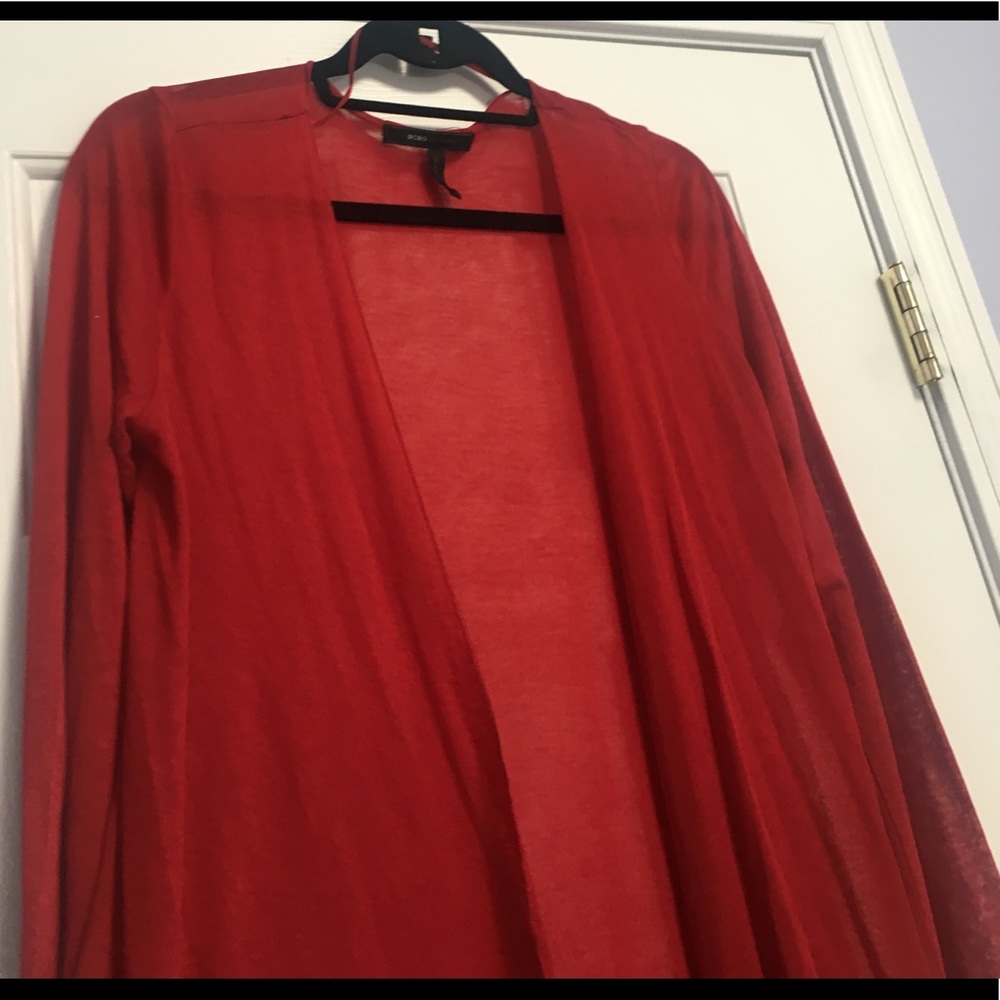 Vibrant Apple red  long sleeve sheer sweater